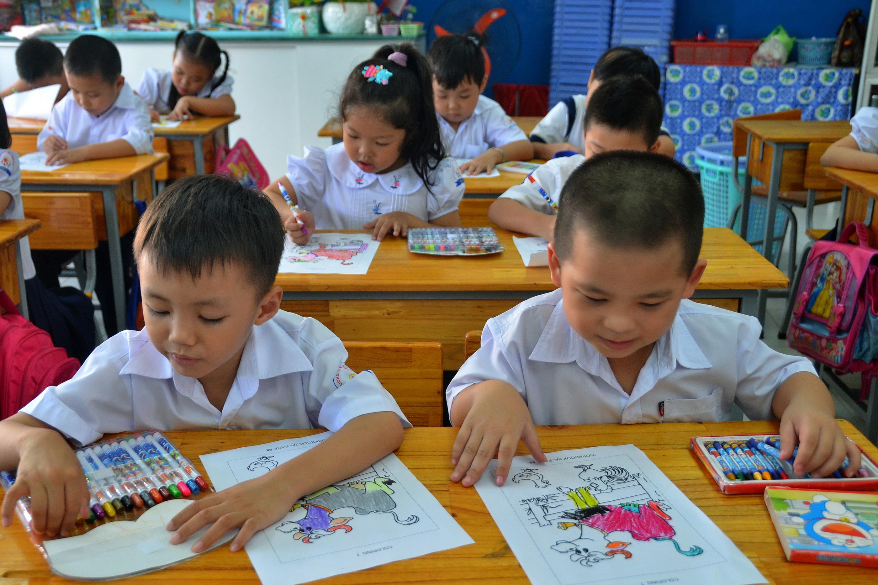 Nhiều ý kiến có ý kiến là không nên nhồi nhét quá các kiến thức cho học trò tiểu học như chương trình mới nêu ra Ảnh: TẤN THẠNH