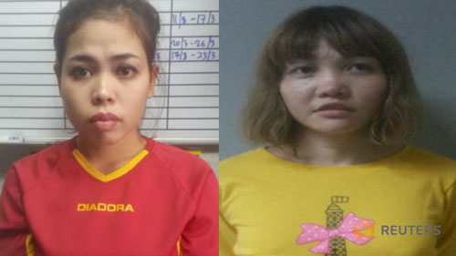 Nghi phạm Siti Aisyah (trái) và Đoàn Thị Hương Ảnh: REUTERS