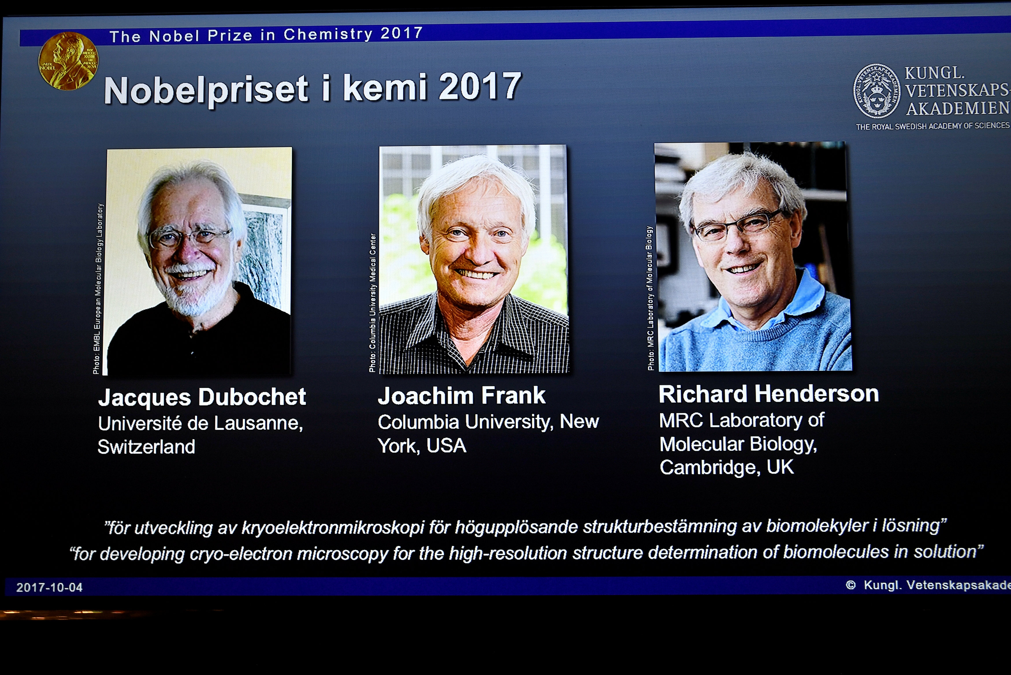 Giải Nobel Hóa học 2017 gây bất ngờ lớn - Ảnh 2. Giải Nobel Hóa học 2017 gây bất ngờ lớn - Ảnh 2.