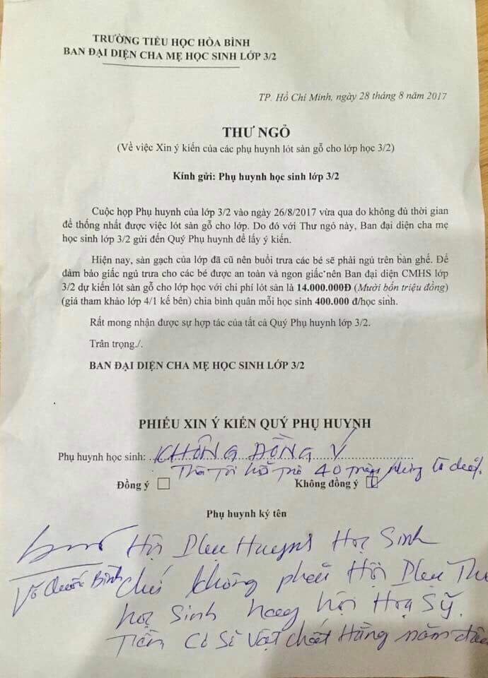 Hội phụ huynh chứ ko phải hội phụ thu! - Ảnh 1. Hội bố mẹ chứ ko phải hội phụ thu! - Ảnh 1.