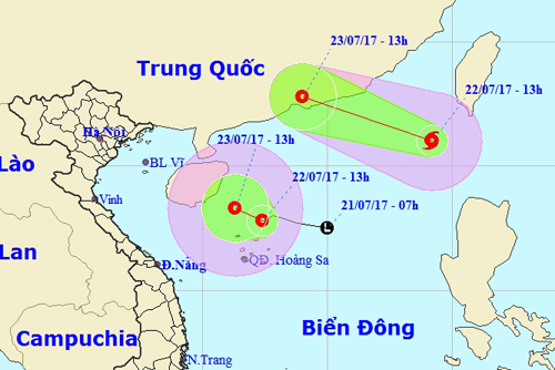 Hi hữu bão xuất hiện cùng áp thấp nhiệt đới trên Biển Đông - Ảnh 1.