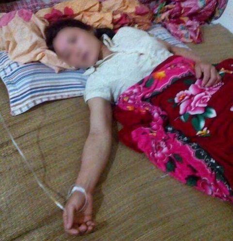 Chị Nguyễn Thị Lan đang được chăm sóc tại gia đình