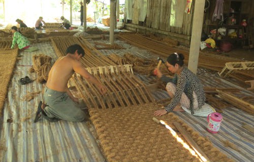 Hai Lúa chế tạo máy và xuất thảm xơ dừa sang Hàn Quốc - Ảnh 1.