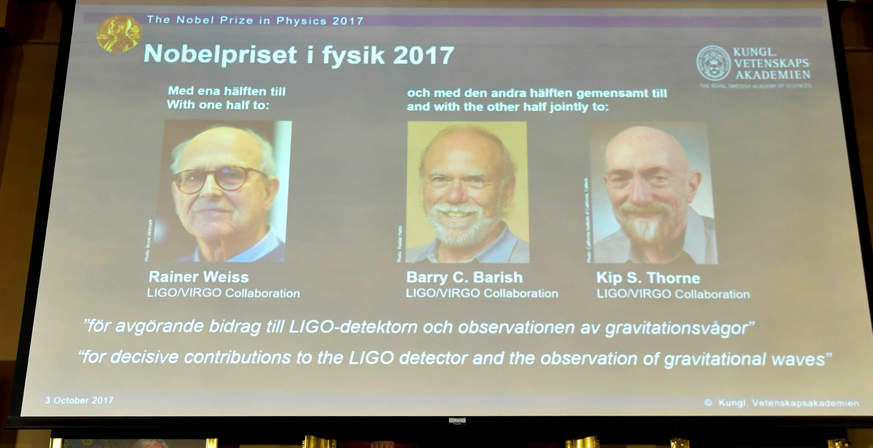 Nobel Vật lý 2017 tôn vinh khám phá đầu tiên về sóng hấp dẫn - Ảnh 3. Nobel Vật lý 2017 tôn vinh khám phá đầu tiên về sóng hấp dẫn - Ảnh 3.