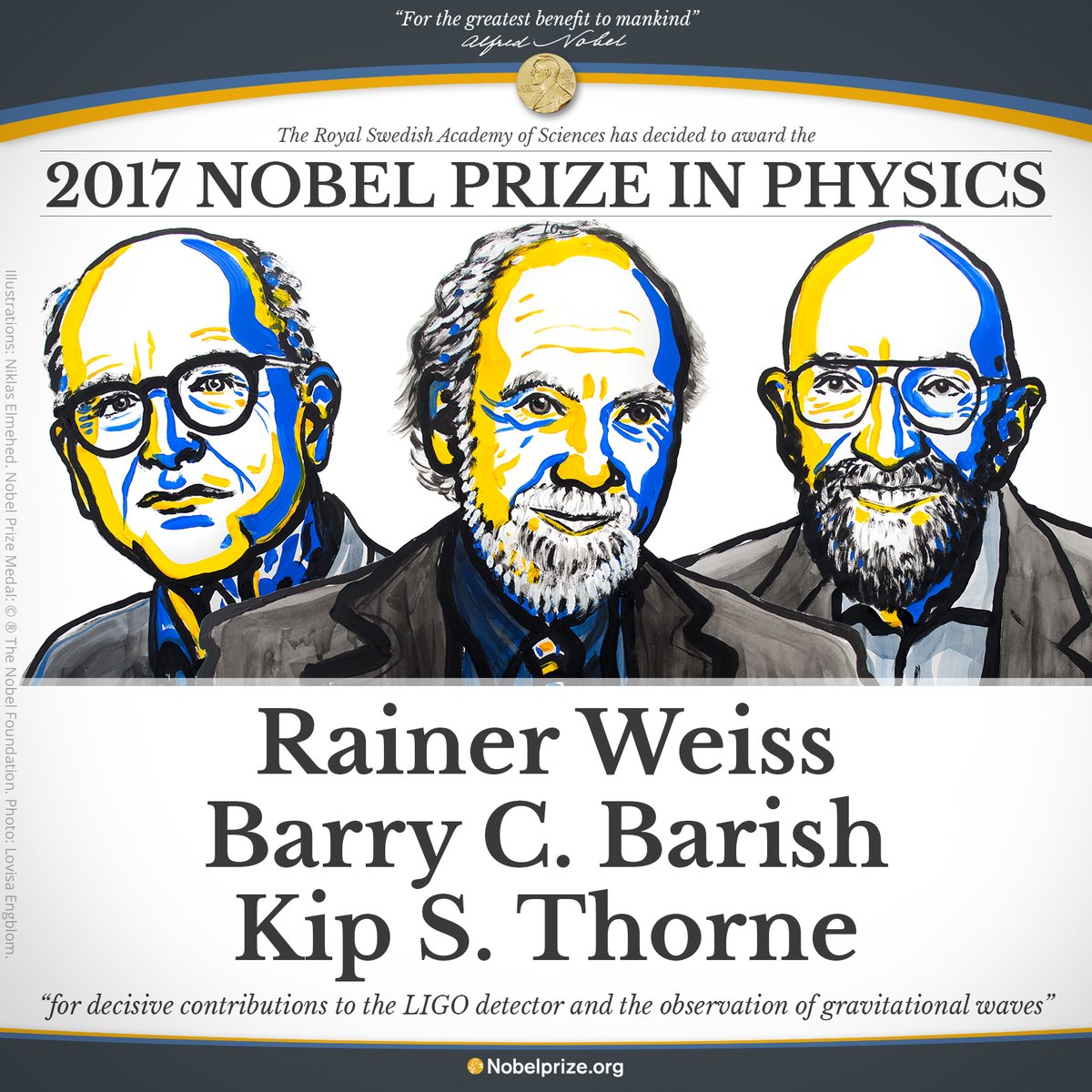 Nobel Vật lý 2017 tôn vinh khám phá đầu tiên về sóng hấp dẫn - Ảnh 1. Nobel Vật lý 2017 tôn vinh khám phá đầu tiên về sóng hấp dẫn - Ảnh 1.