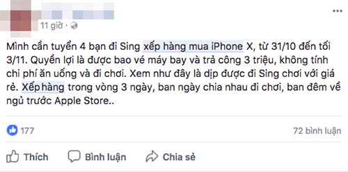 Thương lái tuyển quân xếp hàng mua iPhone X - Ảnh 1.