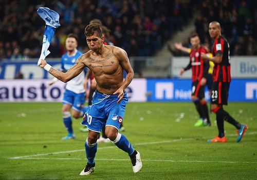 Firmino từng 4 lần bị phạt khi còn thi đấu ở Hoffenheim (Bundesliga)