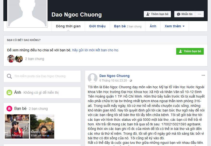 Quanh chuyện nhà giáo bán thơ lấy tiền chữa bệnh - Ảnh 1. Quanh chuyện nhà giáo bán thơ lấy tiền chữa bệnh - Ảnh 1.