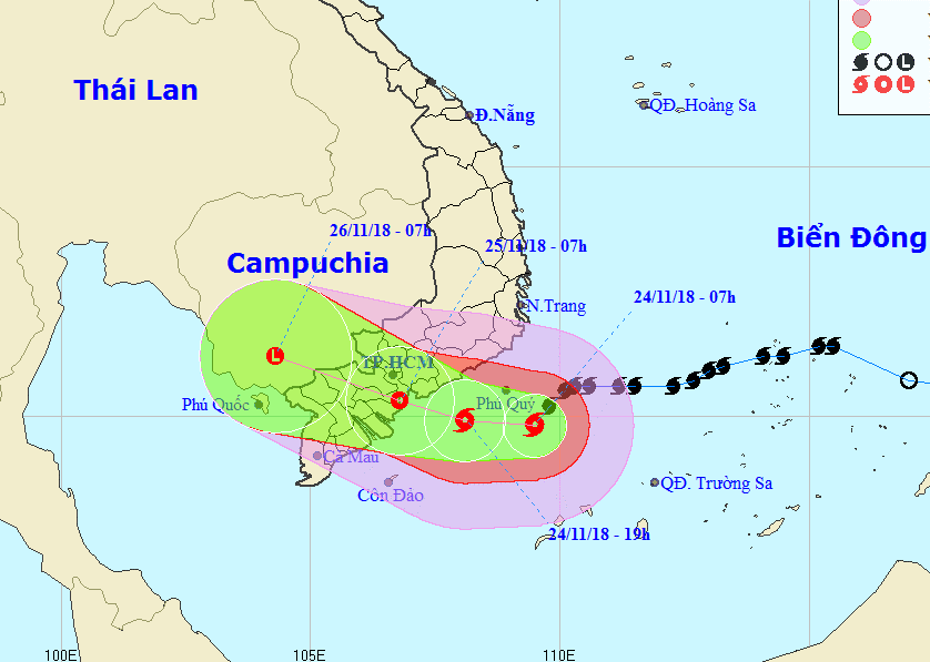 Bão số 9 đang giật cấp 12 chỉ còn cách đảo Phú Quý chưa đầy 100km - Ảnh 1.