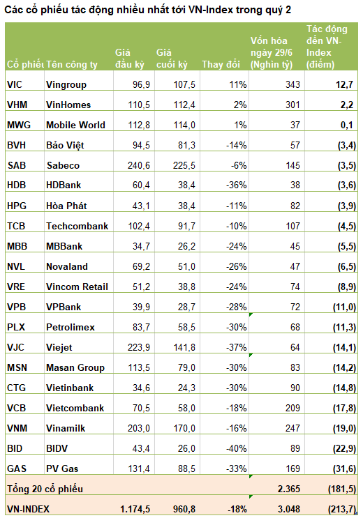 Những tội đồ làm VN-Index mất 214 điểm, giảm sâu nhất thế giới quý 2 - Ảnh 1.