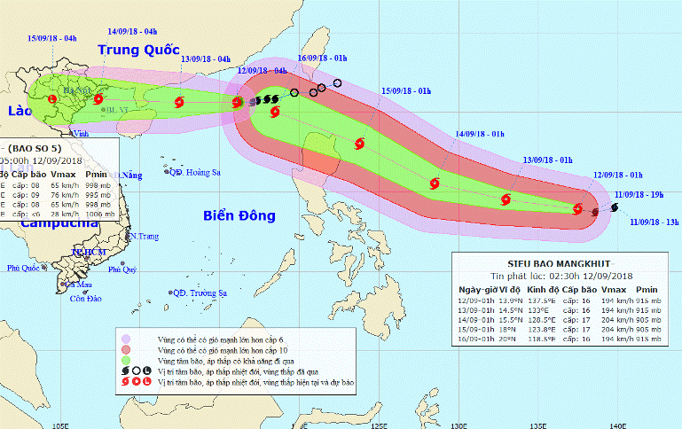 Bão số 5 sầm sập vào bờ, siêu bão Mangkhut uy hiếp biển Đông - Ảnh 1.