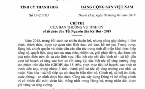 Thanh Hóa nghiêm cấm dùng ngân sách làm quà tặng, chúc Tết lãnh đạo - Ảnh 1.