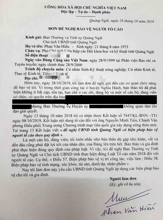 Nguyên Phó Bí thư huyện yêu cầu bảo vệ tính mạng: Công an Quảng Ngãi nói gì? - Ảnh 3.