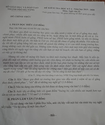 Hoang mang: Sở GD-ĐT TP Đà Nẵng ra đề thi văn “từ bỏ cũng là lựa chọn” - Ảnh 1.