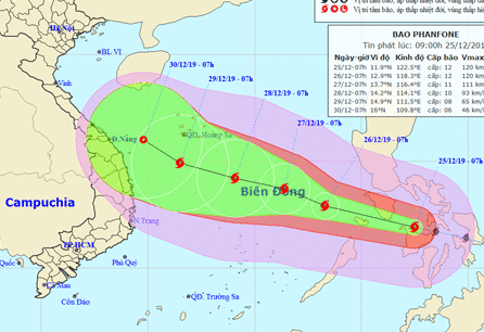Bão Phanfone giật cấp 14 đang hướng vào miền Trung - Ảnh 1.