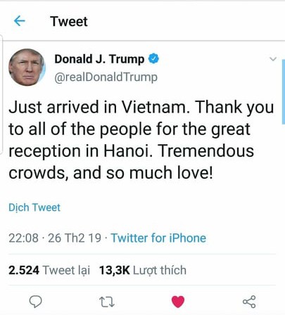 Tổng thống Donald Trump nói lời cảm ơn sự chu đáo của Việt Nam - Ảnh 2.