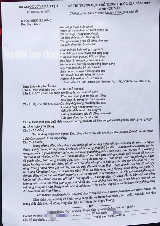 Thi THPT quốc gia 2019: Đề văn dễ thở, dự báo mưa điểm 6-7 - Ảnh 1.