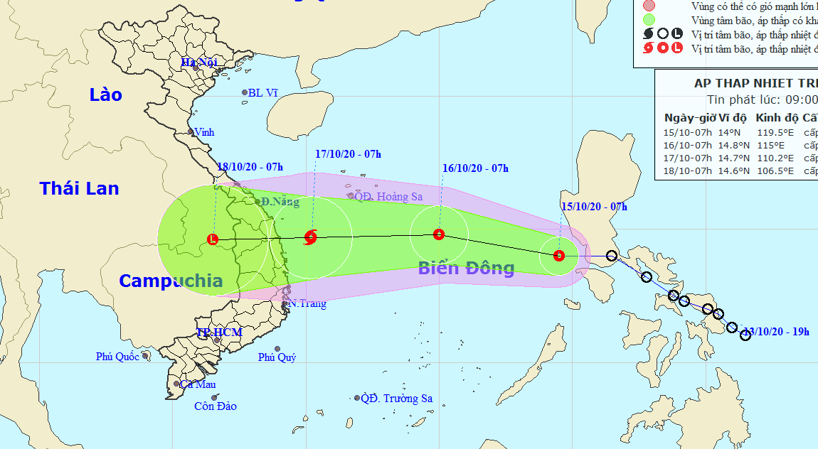 Áp thấp nhiệt đới khả năng mạnh lên thành bão hướng vào miền Trung - Ảnh 1.