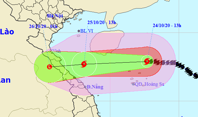 Bão số 8 dự kiến đổ bộ Hà Tĩnh - Quảng Trị tối mai 25-10 - Ảnh 1.