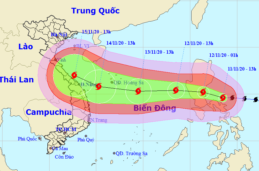 Ngày 12-11, bão Vamco vào Biển Đông, miền Trung mưa lớn - Ảnh 1.