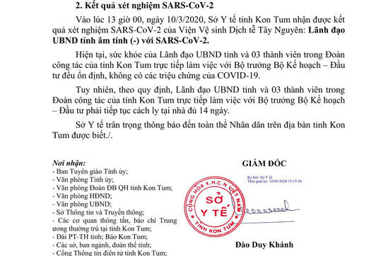 Một lãnh đạo UBND tỉnh Kon Tum và 3 cán bộ cách ly 14 ngày - Ảnh 1.
