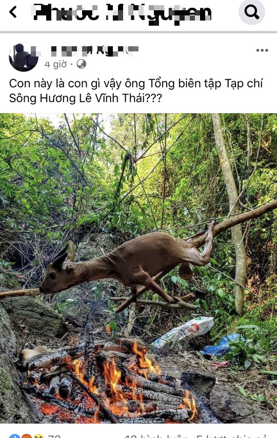 Tổng Biên tập Tạp chí Sông Hương lên tiếng việc bị gán tội giết thịt động vật quý hiếm - Ảnh 1.