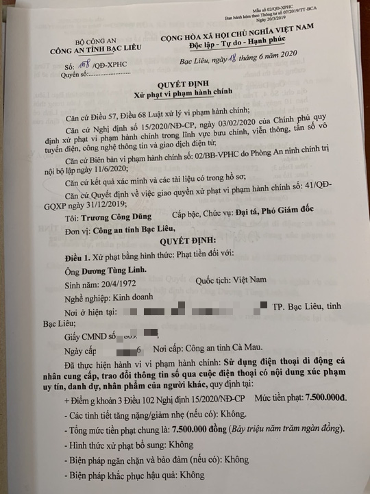 Bạc Liêu: Phạt hành chính giám đốc nổ chi hơn 10 tỉ đồng chạy dự án - Ảnh 2.