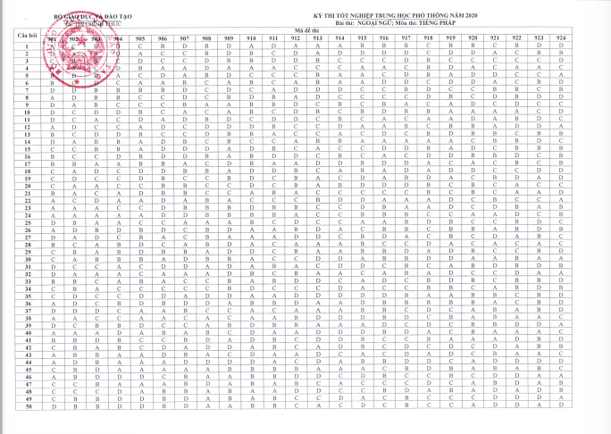 Bộ GD-ĐT công bố đáp án chính thức đề thi tốt nghiệp THPT 2020 - Ảnh 8.