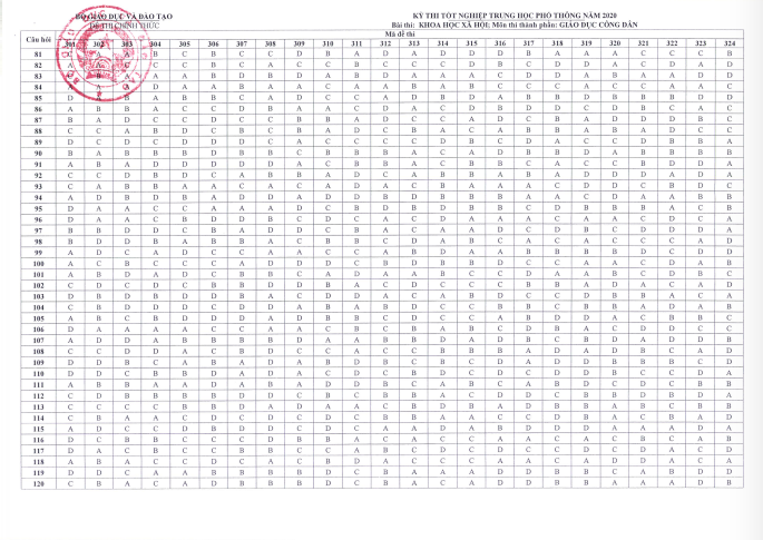 Bộ GD-ĐT công bố đáp án chính thức đề thi tốt nghiệp THPT 2020 - Ảnh 10.
