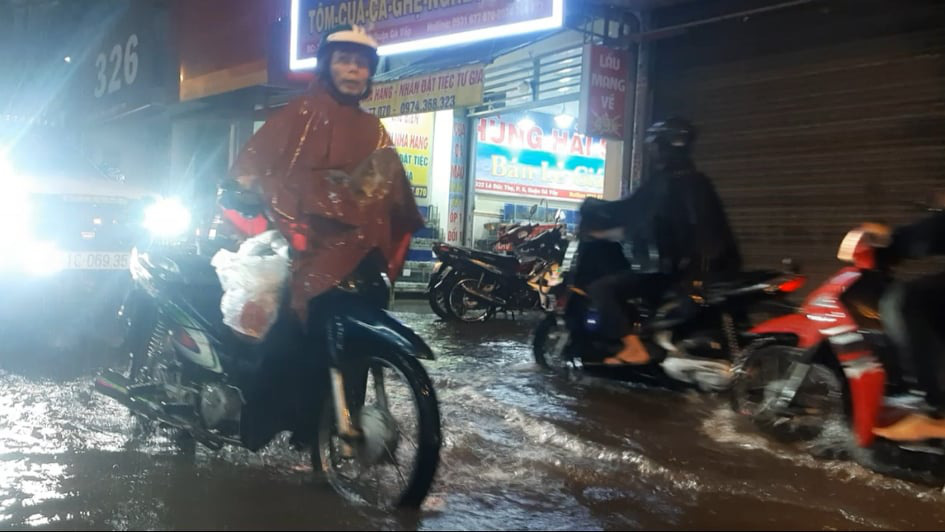 TP HCM: Nước ngập, nhiều người dắt xe trên đường trong mưa lớn - Ảnh 3.