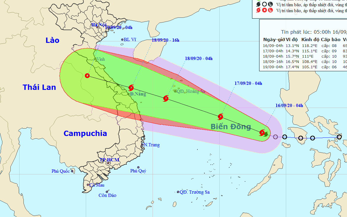 Bão số 5 giật cấp 10 hướng vào miền Trung - Ảnh 1.