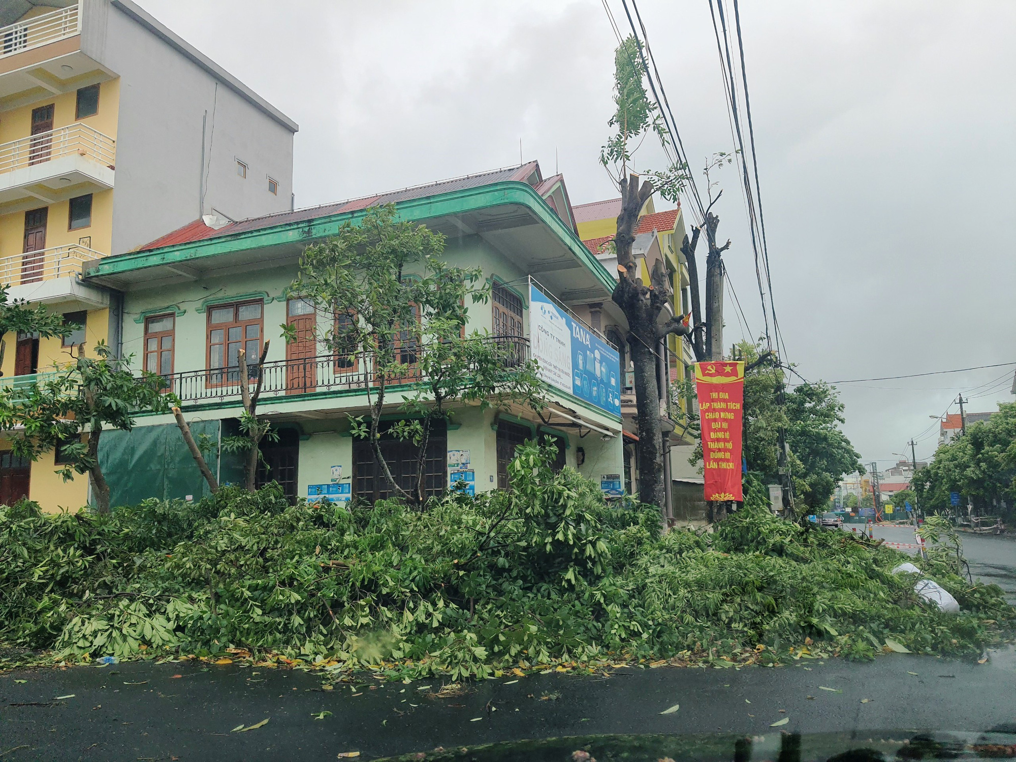 MiềnTrung: Cây ngã đổ, hàng chục ngôi nhà tốc mái trước khi bão số 5 đổ bộ - Ảnh 12.