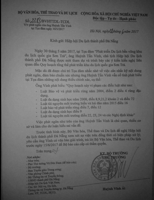 Kết quả hình ảnh cho Yêu cầu xử lý phát ngôn của ông Vinh về Sơn Trà
