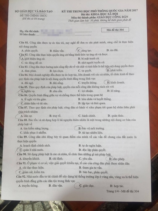 Thú vị với đề thi Giáo dục công dân - Ảnh 1.