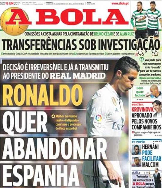 Bị cáo buộc trốn thuế, Ronaldo dọa rời Real Madrid - Ảnh 1. Bị cáo buộc trốn thuế, Ronaldo dọa rời Real Madrid - Ảnh 1.