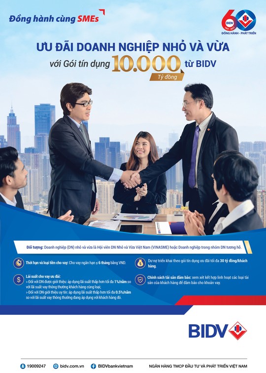 BIDV dành 10.000 tỉ đồng ưu đãi doanh nghiệp vừa và nhỏ - Ảnh 1.