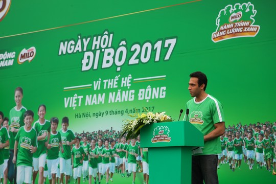 
Ông Ali Abbas, Giám đốc Nhãn hàng MILO, phát biểu tại chương trình MILO - Ngày hội đi bộ năm 2017
