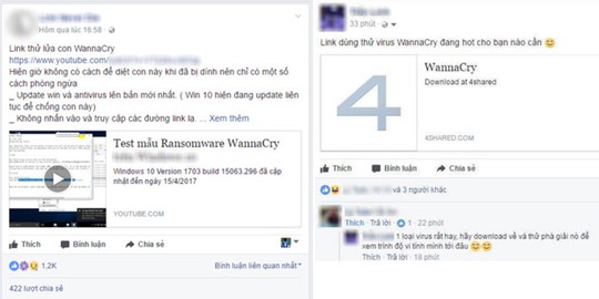 Nhiều người phát tán WannaCry vô tội vạ tại Việt Nam - Ảnh 1. Nhiều người phát tán WannaCry vô tội vạ tại Việt Nam - Ảnh 1.