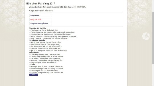 Hướng dẫn chi tiết cách bầu chọn Giải Mai Vàng lần thứ 23 – 2017 - Ảnh 3.