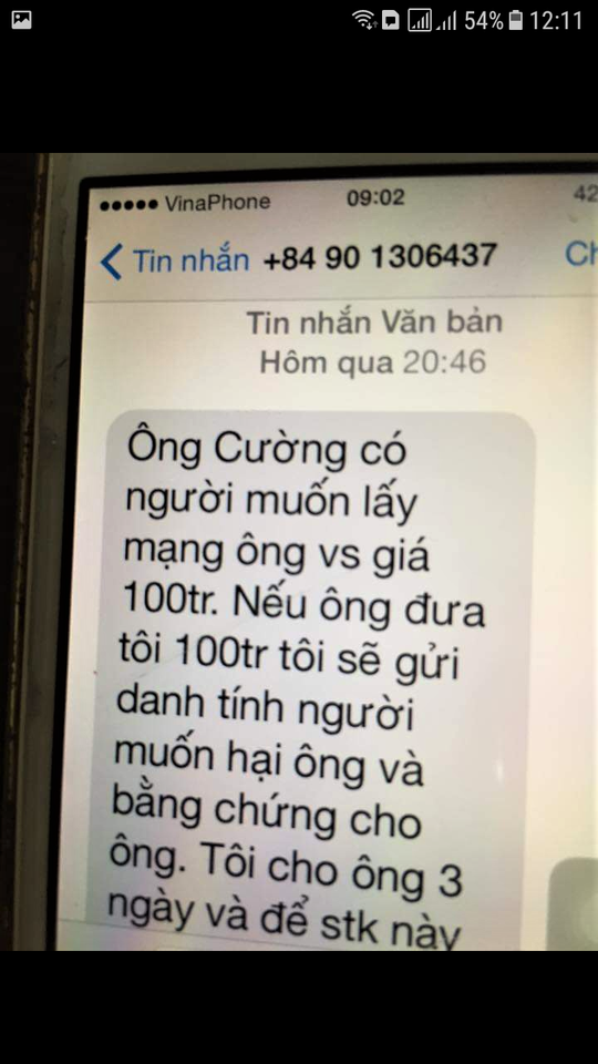 Chánh Văn phòng Đoàn ĐBQH tỉnh Quảng Trị bị nhắn tin đe dọa, tống tiền - Ảnh 1.