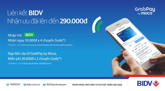 Ưu đãi hơn 1 tỉ đồng cho khách hàng BIDV dùng Grabpay by Moca - Ảnh 1.