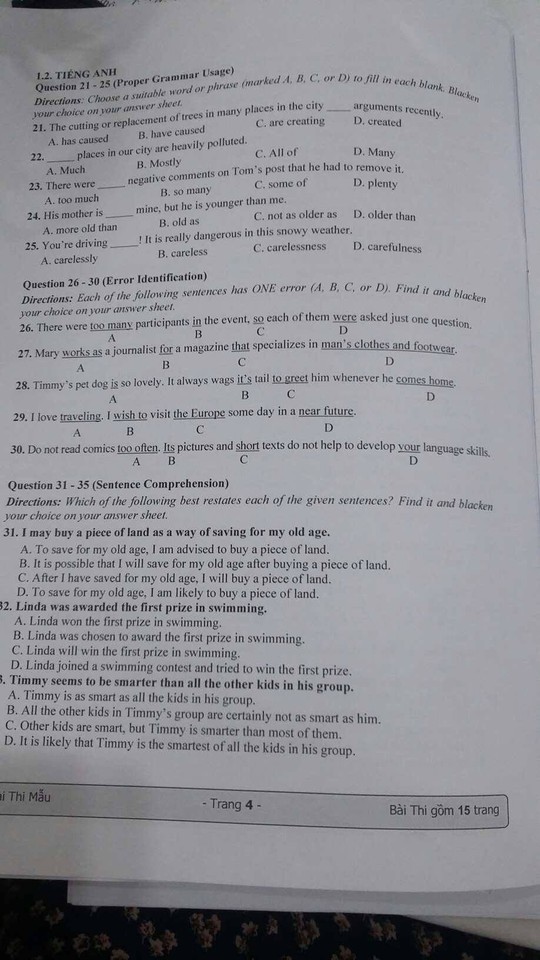 ĐHQG TP HCM công bố đề thi mẫu kỳ thi đánh giá năng lực - Ảnh 4.