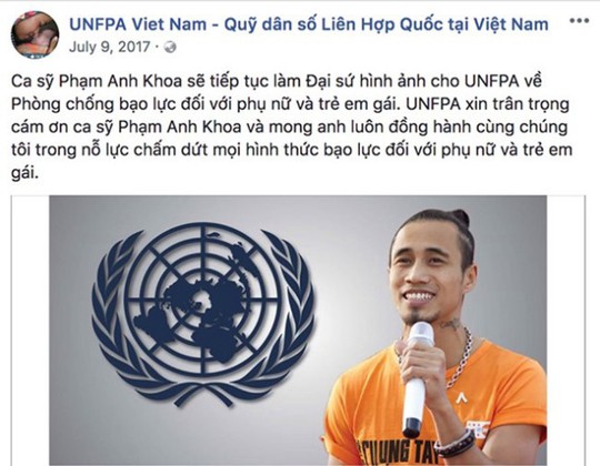 Dính án gạ tình, Phạm Anh Khoa bị Quỹ dân số Liên hợp quốc xóa bỏ vị trí đại sứ - Ảnh 2.