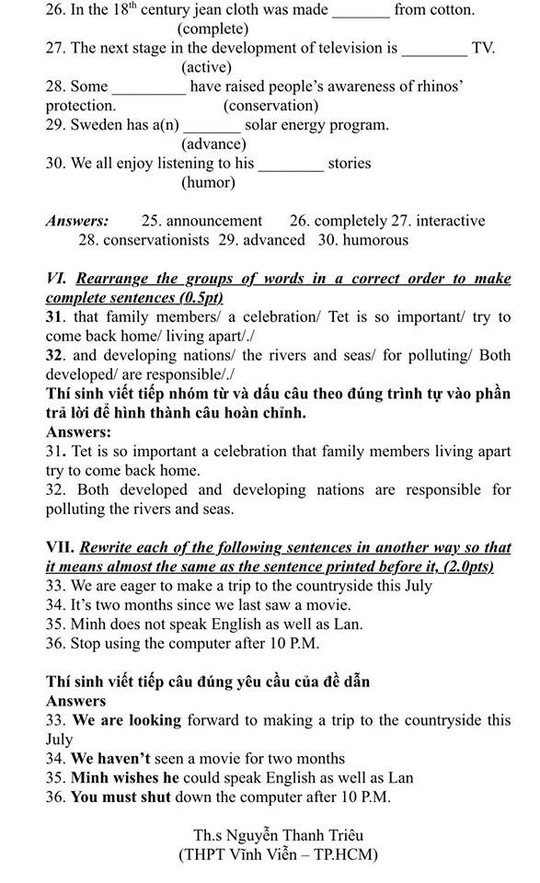 Gợi ý giải đề thi môn tiếng Anh lớp 10 - Ảnh 5.