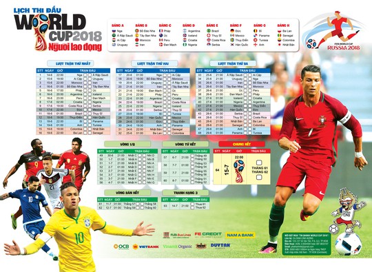 Báo Người Lao Động phát hành lịch thi đấu World Cup 2018 - Ảnh 1.