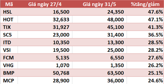 Điểm mặt các cổ phiếu giúp nhà đầu tư ăn bằng lần trong tháng 5 - Ảnh 1.