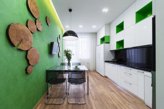 Không gian nhà bếp độc đáo với màu xanh lá cây - Ảnh 4.
