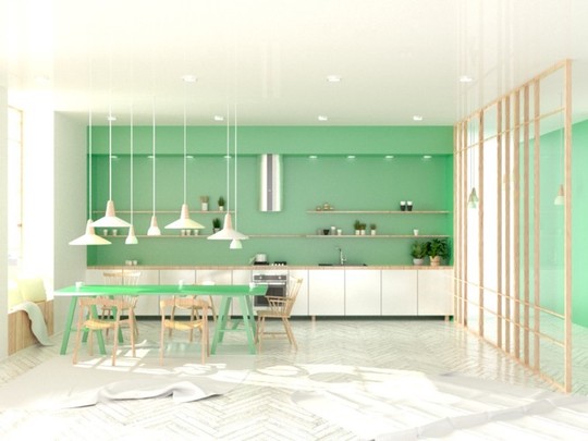 Không gian nhà bếp độc đáo với màu xanh lá cây - Ảnh 8.