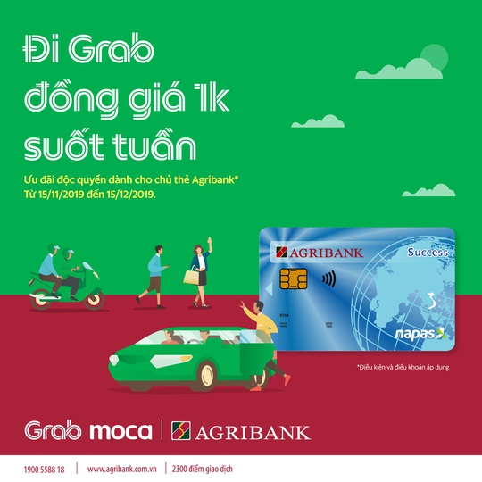 Cùng thẻ Agribank đi Grab 1.000 đồng suốt tuần - Ảnh 1.