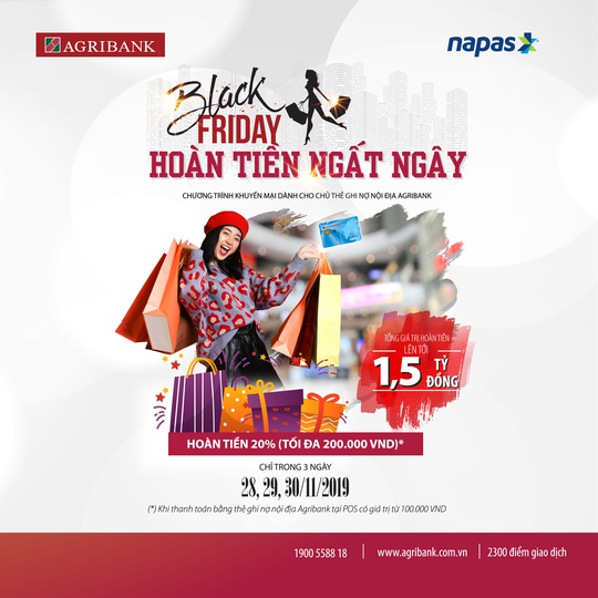 Black Friday: Agribank hoàn tiền ngất ngây - Ảnh 1.